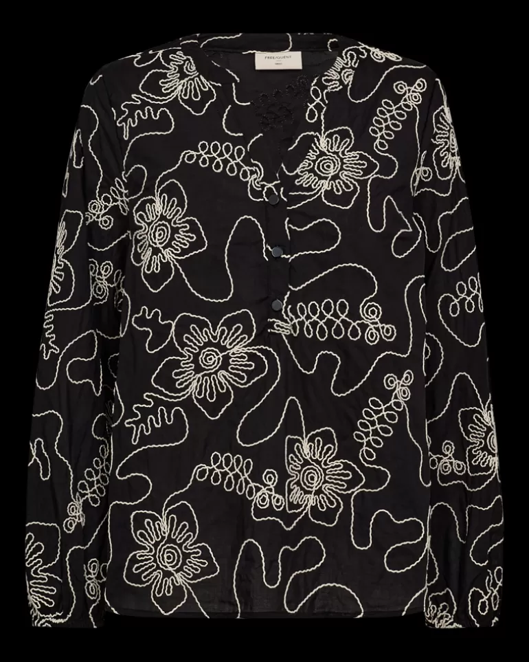 FREEQUENT FQBIMDI - BLOUSE - BLACK AND WHITE Blackw.StarOff-white Best