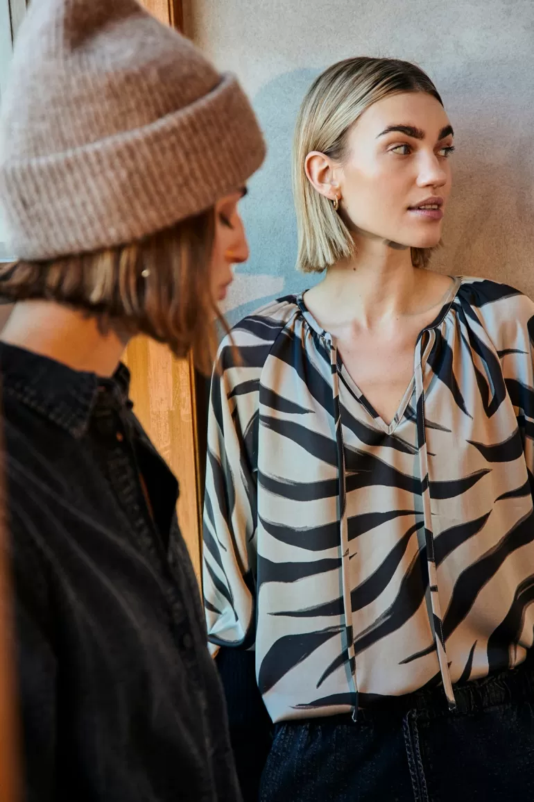 FREEQUENT FQBLOSA - BLOUSE - GREY AND BLACK Blackw.SilverCloud Sale