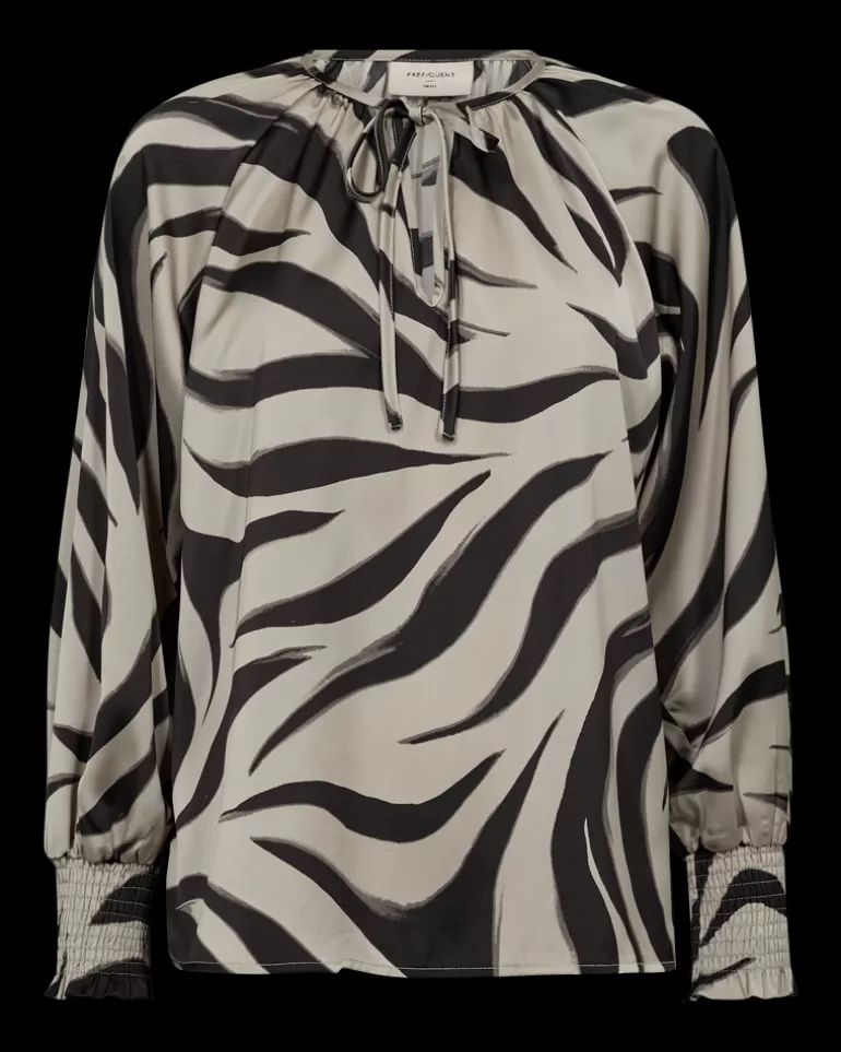 FREEQUENT FQBLOSA - BLOUSE - GREY AND BLACK Blackw.SilverCloud Sale