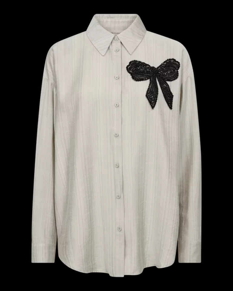 FREEQUENT FQBOWY - SHIRT - BEIGE Moonbeamw.Black Clearance