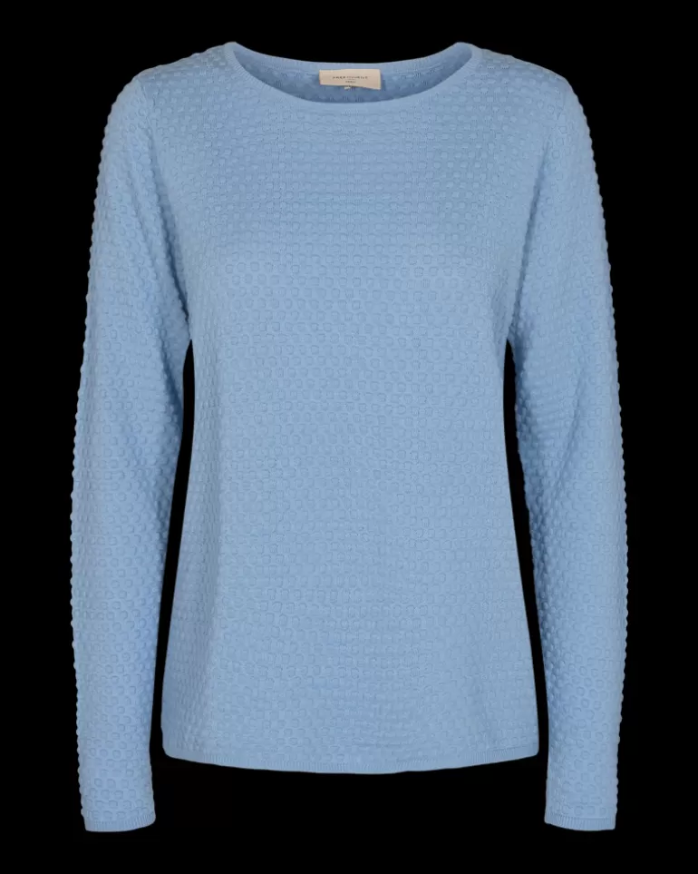 FREEQUENT FQDODO - PULLOVER MED RIBKANTER - BLUE ChambrayBlue Shop