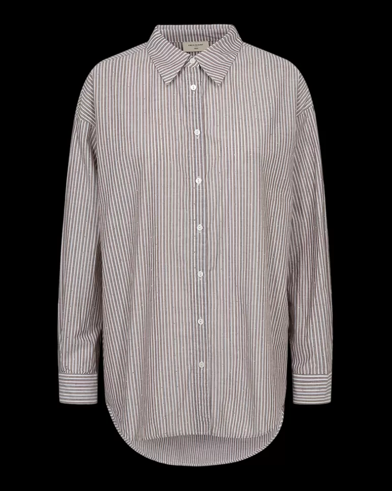 FREEQUENT FQFELINE - SHIRT - BROWN AND WHITE Partridgew.Off-white Discount