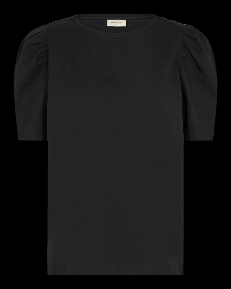 FREEQUENT FQFENJA - T-SHIRT WITH PUFF SLEEVES - Black Flash Sale