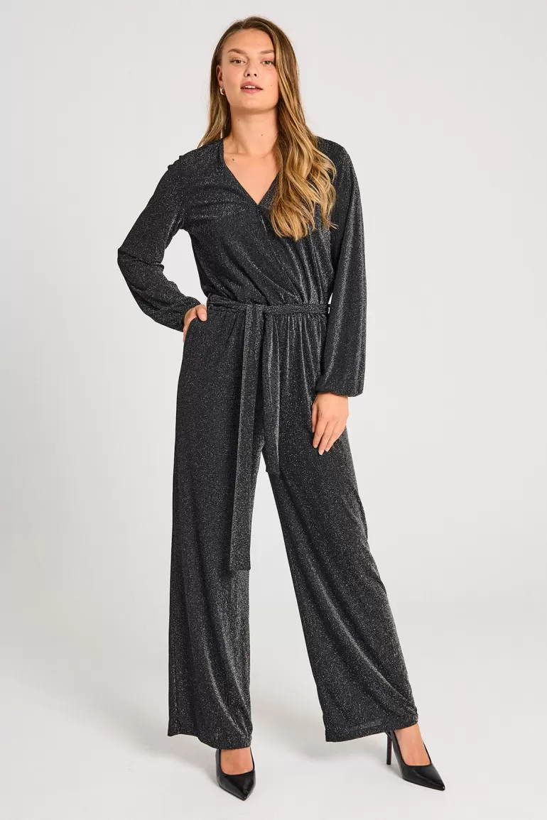 FREEQUENT FQGLITTO - JUMPSUIT - BLACK Blackw.Silver Cheap