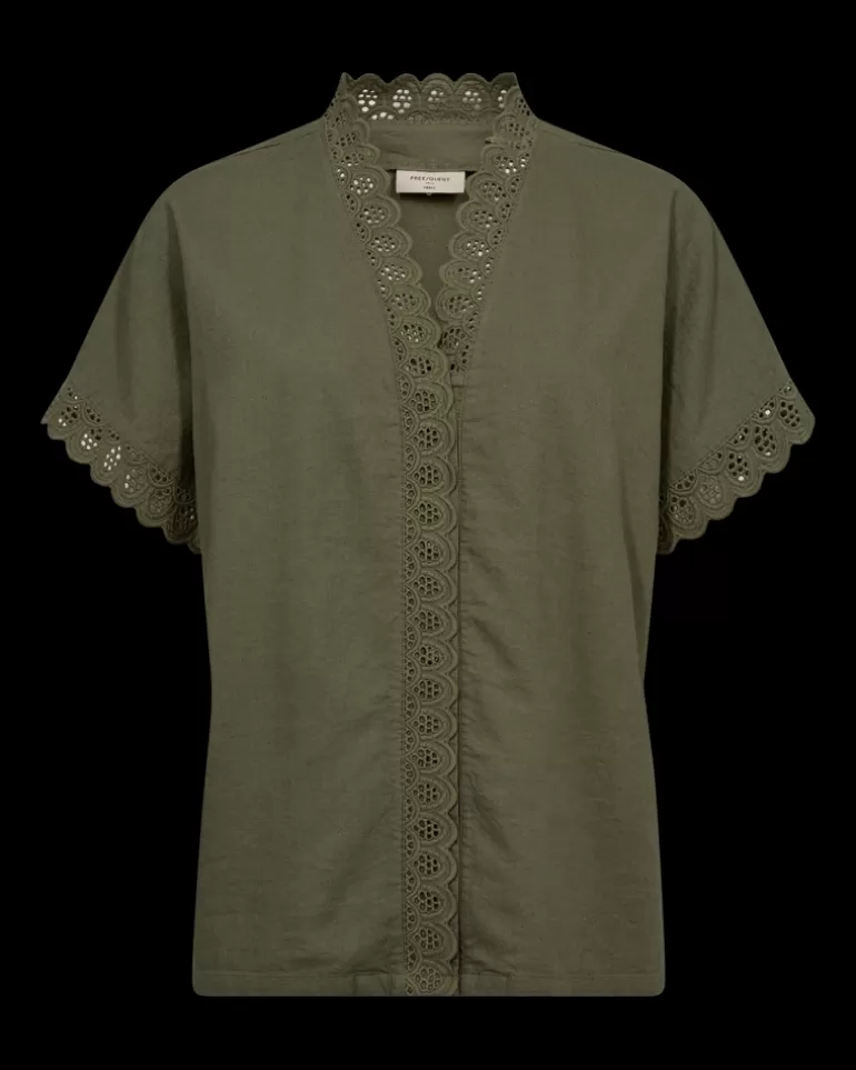 FREEQUENT FQLARRY - LINEN SHIRT - GREEN DeepLichenGreen Outlet