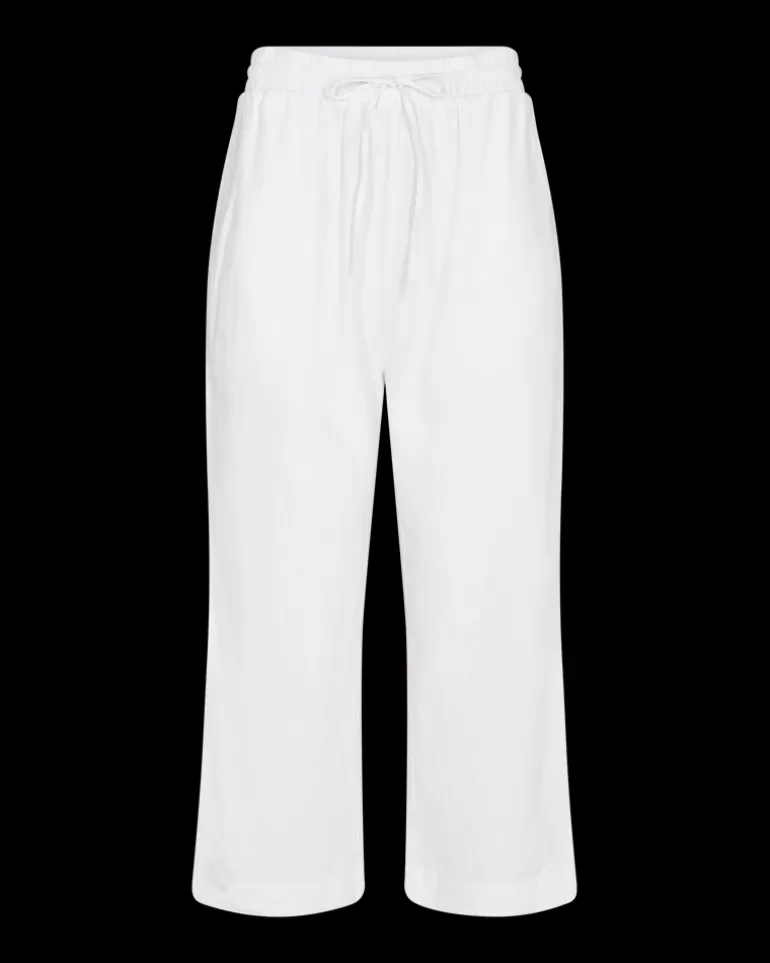 FREEQUENT FQLAVA - LINEN ANKLE PANTS - WHITE Brilliantwhite Best Sale