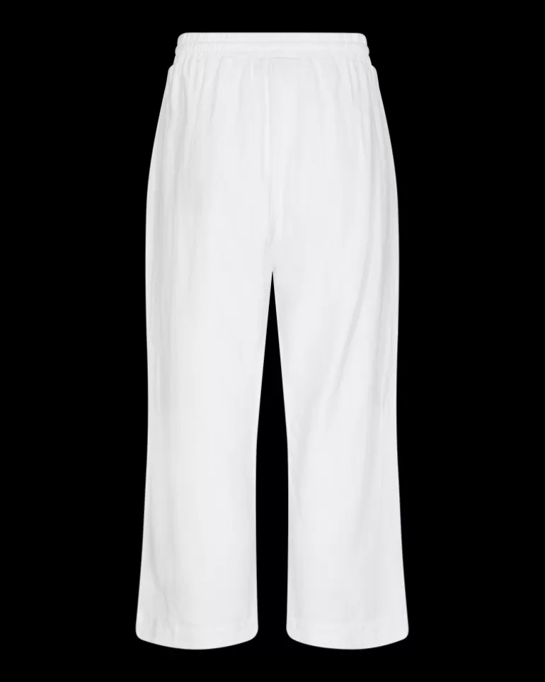 FREEQUENT FQLAVA - LINEN ANKLE PANTS - WHITE Brilliantwhite Best Sale