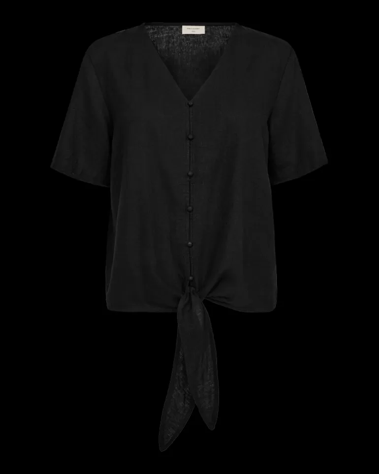 FREEQUENT FQLAVA - LINEN BLEND BLOUSE - Black Shop