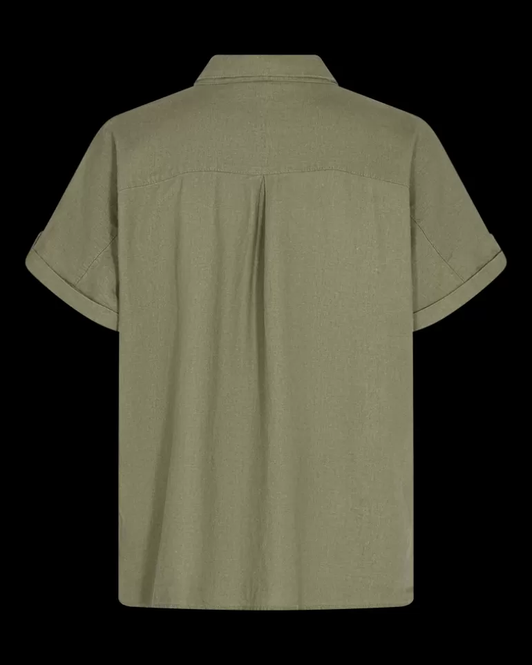 FREEQUENT FQLAVA - LINEN SHIRT - GREEN DeepLichenGreen Hot