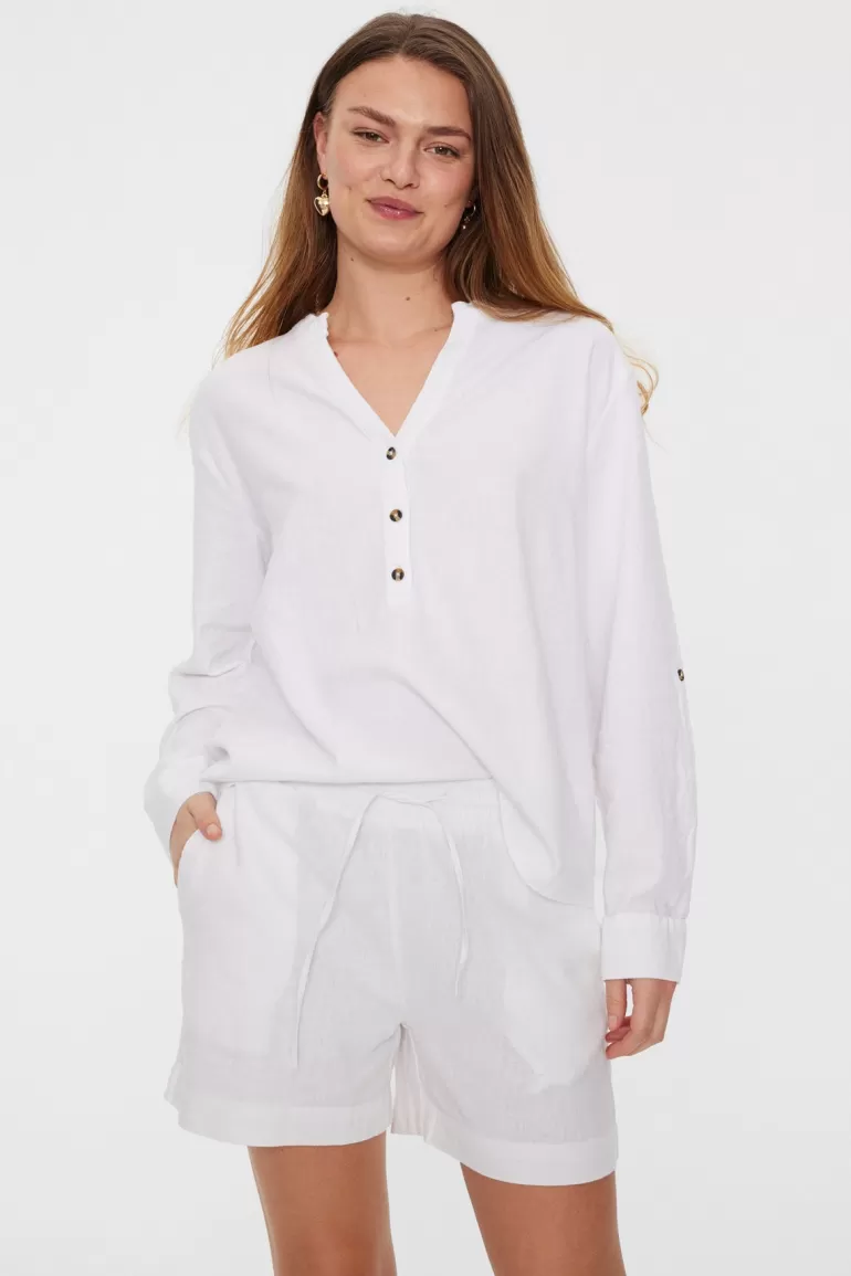 FREEQUENT FQLAVA - LINEN SHORTS - WHITE Brilliantwhite Discount