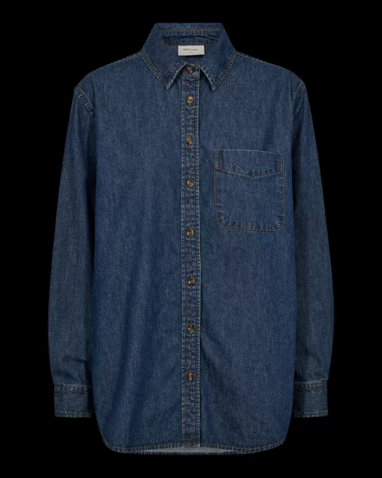 FREEQUENT FQLISEA - DENIM SHIRT - BLUE DarkBlueDenim Best Sale