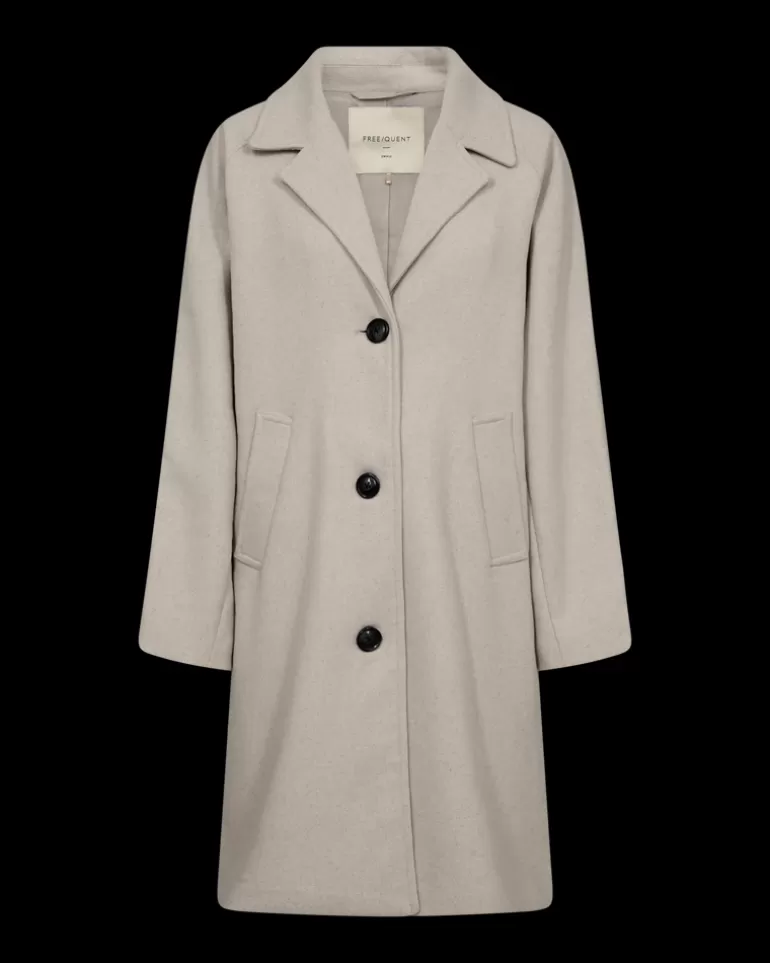 FREEQUENT FQMELLON - LONG JACKET - BEIGE MoonbeamMelange Flash Sale