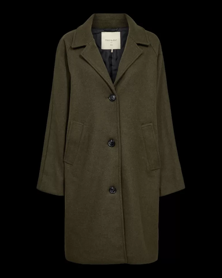 FREEQUENT FQMELLON - LONG JACKET - GREEN OliveNight Cheap
