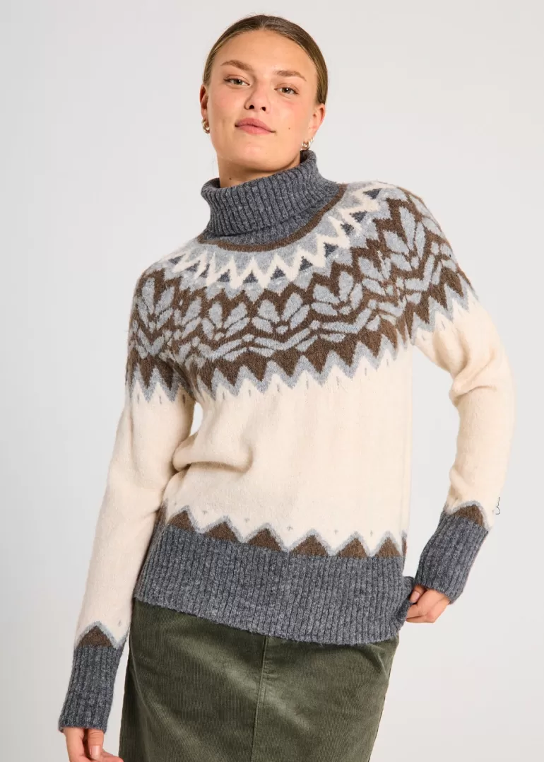 FREEQUENT FQMERLA - PULLOVER - GREY AND BEIGE MoonbeamMel.wDarkGreymel. Online