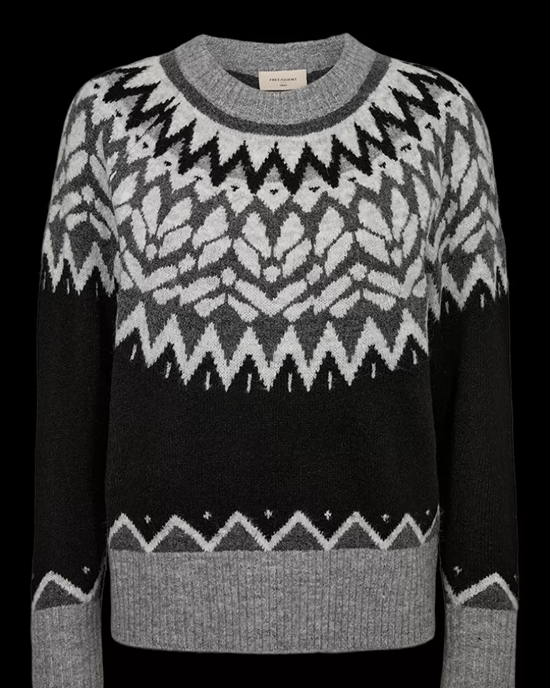 FREEQUENT FQMERLA - PULLOVER - GREY AND BLACK Blackw.MediumGreyMel. Shop