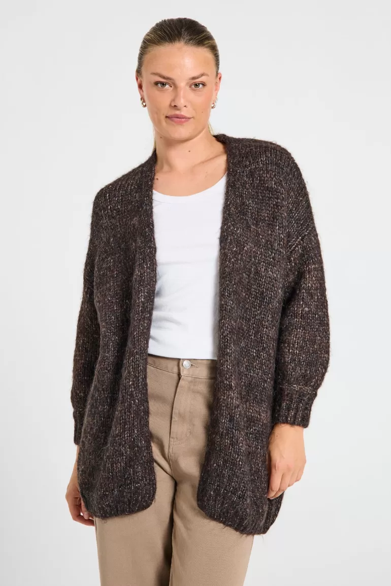 FREEQUENT FQMIA - CARDIGAN - BROWN CoffeeBeanMelange New