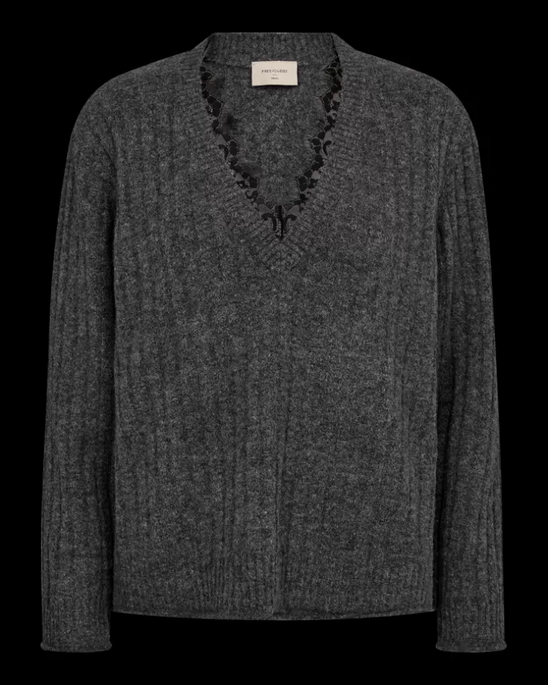 FREEQUENT FQMONEY - PULLOVER - GREY DarkGreyMelange Hot