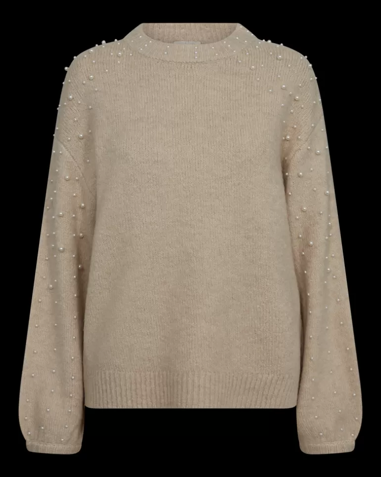 FREEQUENT FQPEARL - PULLOVER WITH PEARLS - BEIGE Moonbeammelange Cheap