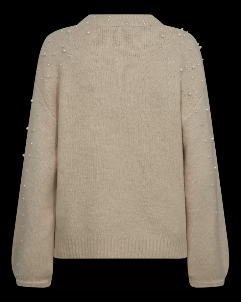 FREEQUENT FQPEARL - PULLOVER WITH PEARLS - BEIGE Moonbeammelange Cheap