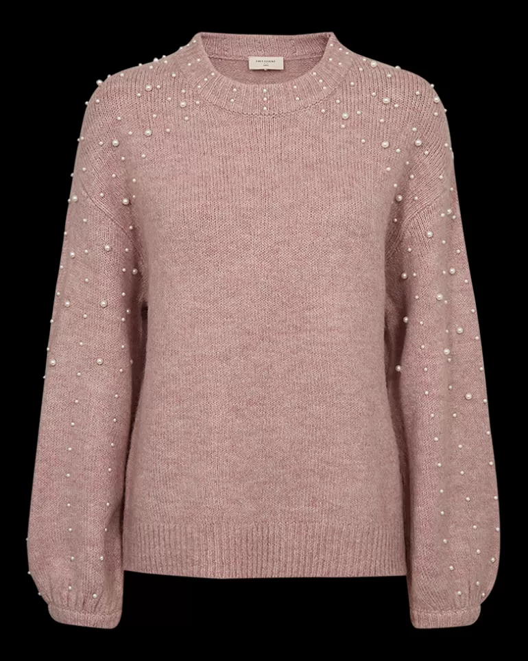 FREEQUENT FQPEARL - PULLOVER WITH PEARLS - ROSE MistyRoseMelange Outlet