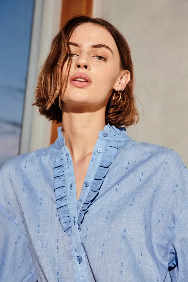 FREEQUENT FQRAYA - SHIRT - BLUE WedgewoodMelange Sale