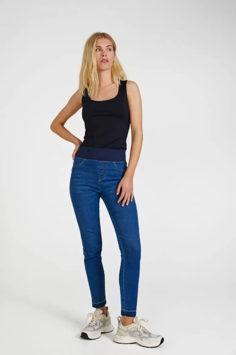 FREEQUENT FQSHANTAL - ANKLEPANTS WITH WAISTBAND - BLUE Mediumbluedenim Flash Sale