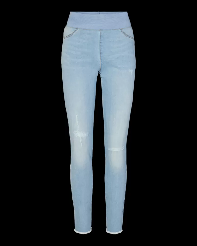 FREEQUENT FQSHANTAL - RIPPED ANKLEPANTS - BLUE BleachedblueDenim New