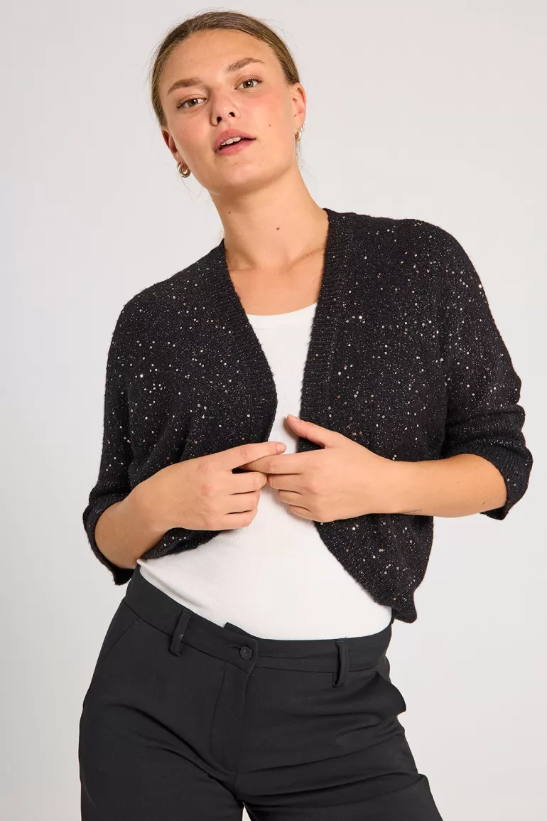 FREEQUENT FQSIGGY - CARDIGAN - BROWN AND BLACK Blackw.CopperSequins Store
