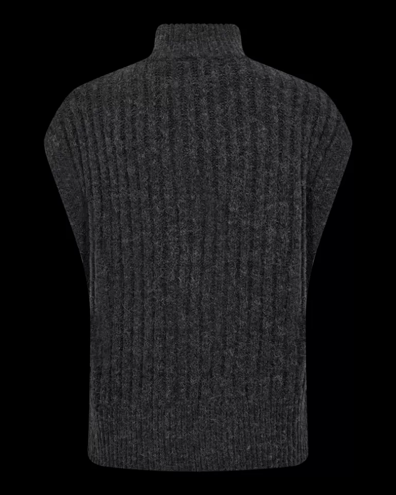 FREEQUENT FQSILA - SHORT KNITTED WAISTCOAT - GREY Darkgreymelange Fashion