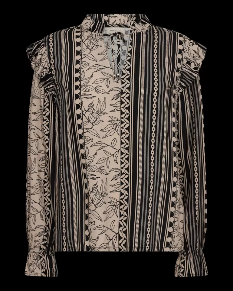 FREEQUENT FQTIDY - BLOUSE - BLACK AND BEIGE SimplyTaupew.Black Best