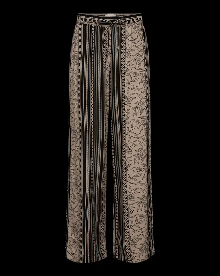 FREEQUENT FQTIDY - PANTS WITH PRINT - BLACK AND BEIGE SimplyTaupew.Black Clearance