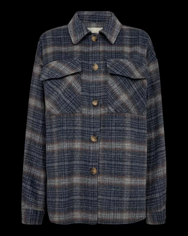 FREEQUENT FQVINNE - SHIRT - GREY AND BLUE MediumGreyMel.wWedgewood New