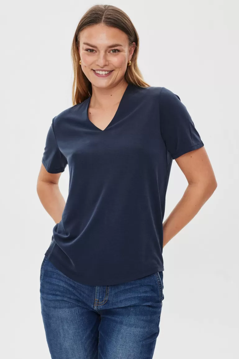 FREEQUENT FQYR - SHORT SLEEVED BLOUSE - BLUE Salute Best Sale
